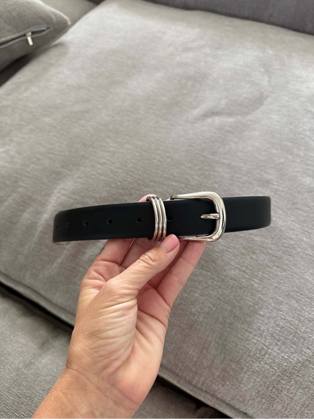 Classic Black Women's Belt with Silver Buckle